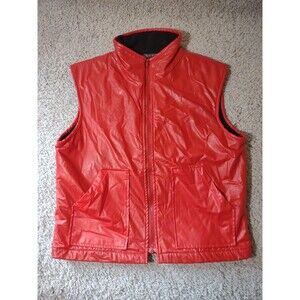 Street Magic Faux Leather Vest Unisex L Red With Black Liner 90s Pop Retro